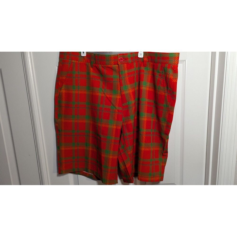 Hreski Men's Golf Shorts Size 38 Christmas plaid Active chinos